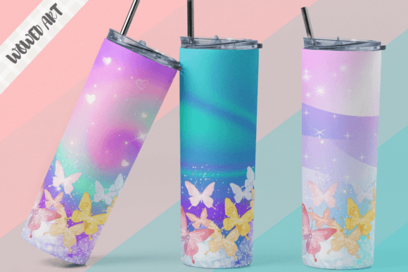 A Cloudy Butterfly Tumbler Wrap for Craft and Graphics Projects