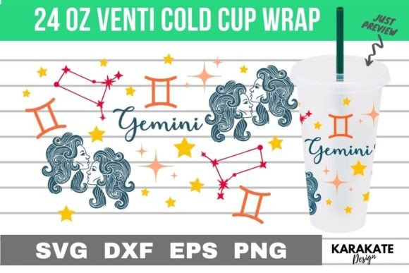 A Gemini Zodiac Cup Wrap for Crafted Brand Graphics