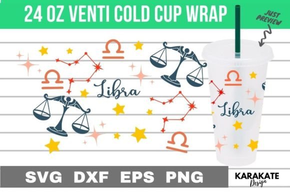 A Libra Zodiac Cup Wrap for Crafts & Graphic Design