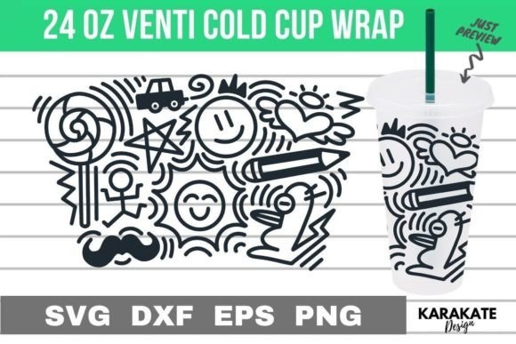 Boy Doodle, 24 Oz Venti Cup Wrap: Graphics & Crafts