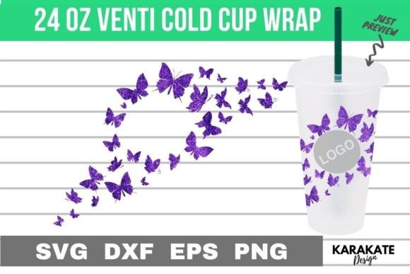 Butterfly Wave 24 Oz Cup Wrap: Graphics & Crafts