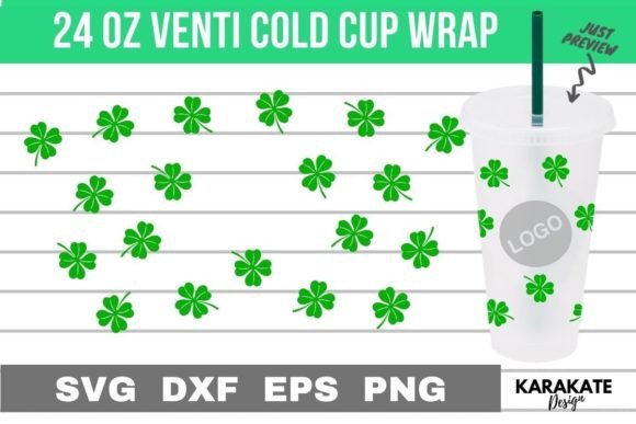 Lucky Clover 24 Oz Cup Wrap Graphics for Crafts