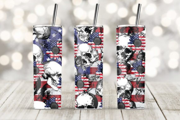Skull American Flag Graphics for Print Templates