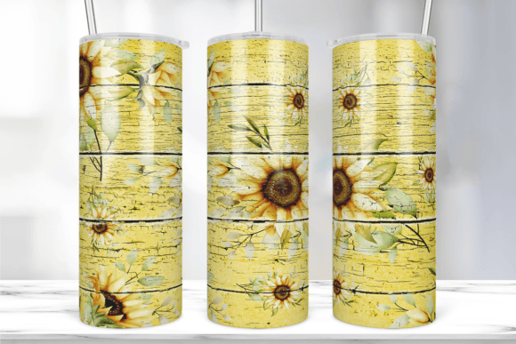 Yellow Wood Sunflower Tumbler Wrap: A Graphic Design Asset for Local Brands